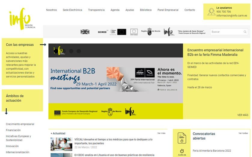 Instituto de Fomento de la Región de Murcia Portal Web